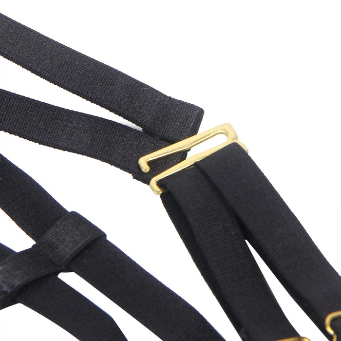 Чорний сексуальний оксамитовий комплект білизни Star Night з чокером та декоративною фурнітурою, L