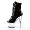 Ботильоны Pleaser Adore-1021 с каблуком 7 дюймов, открытым носком 2 3/4 дюйма, шнуровкой и боковой молнией, чёрные/прозрачные