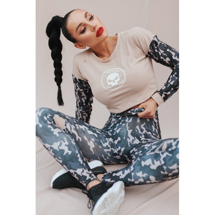 Топ Fitzona BROWN TOP LONG SLEEVE BROWN MILITARY