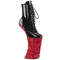 Boots Pleaser Forbidden-1020BEJ, 11 дюймов, без каблука, 6 1/4 дюйма, PF, шнуровка, боковая молния, чёрная лакированная кожа, красные стразы