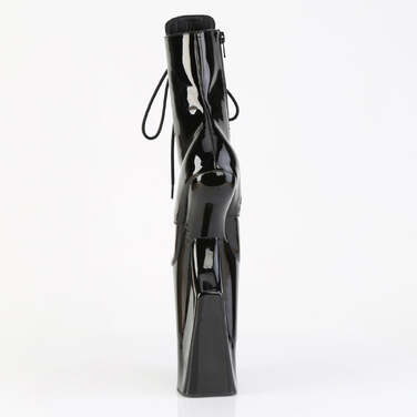 Ботинки Worship-1020, без каблука 10 дюймов, высота 4 3/4 дюйма, PF, шнуровка спереди, молния внутри, чёрные лакированные