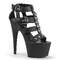 Босоніжки Pleaser Adore-758 на підборах 7 дюймів, з Т-подібним ремінцем 2 3/4 дюйма з закритою спинкою, чорні, веганська шкіра/чорний колір