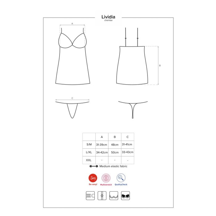 Cорочка кружевная с вставками из сеточки Obsessive Lividia стринги в комплекте, бордовый, S/M