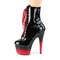 Чоботи Pleaser Adore-1020BR-H на підборах 7 дюймів, двоколірні черевики на шнурівці 2 3/4 дюйма PF, блискавка збоку, чорні/червоні