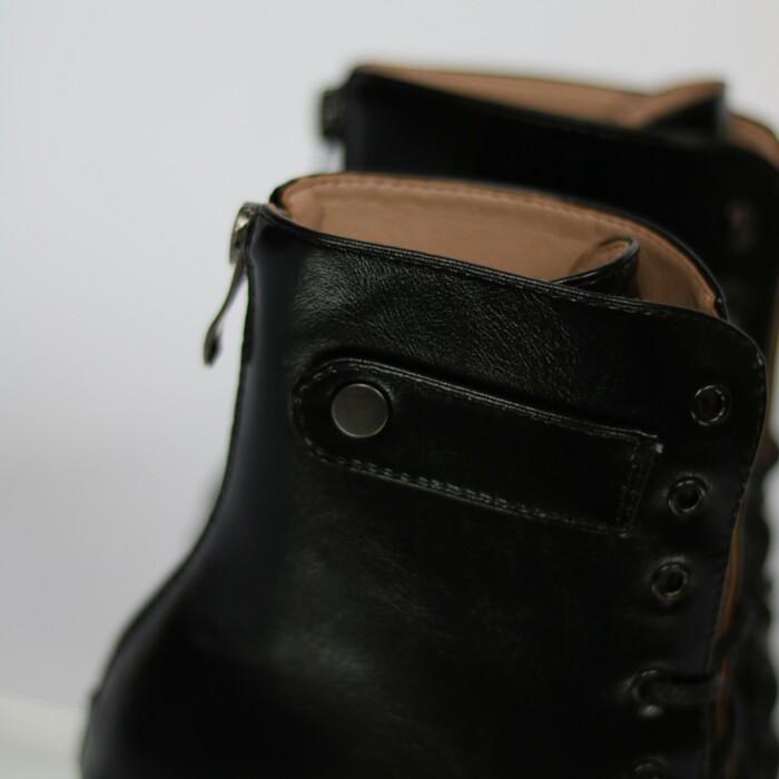 Хілси leather з язичком, професійне взуття для сучасних танців з відкритим носком та шнурівкою. Ботильйони для High heels (хай хілс), Чорний