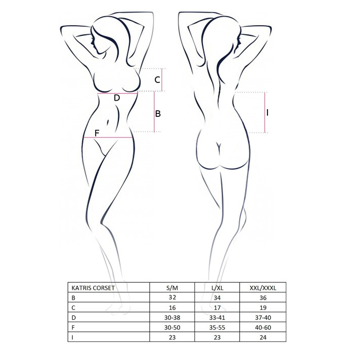 Корсет со стрингами KATRISS CORSET black S/M - Passion