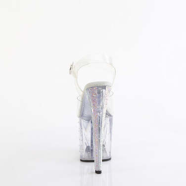 Босоніжки Enchant-708RS-01 на підборах 8 дюймів, босоніжки з ремінцем на щиколотці 3 3/4 дюйма з прикрашеними стразами PF, прозорі