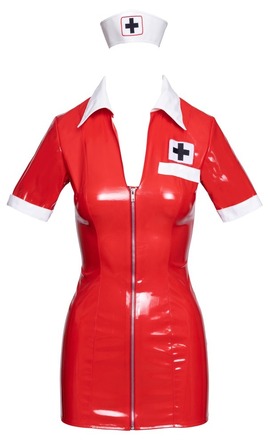 Костюм медсестри червоний вініловий Black Level Vinyl Nurse 2 предмети, XL