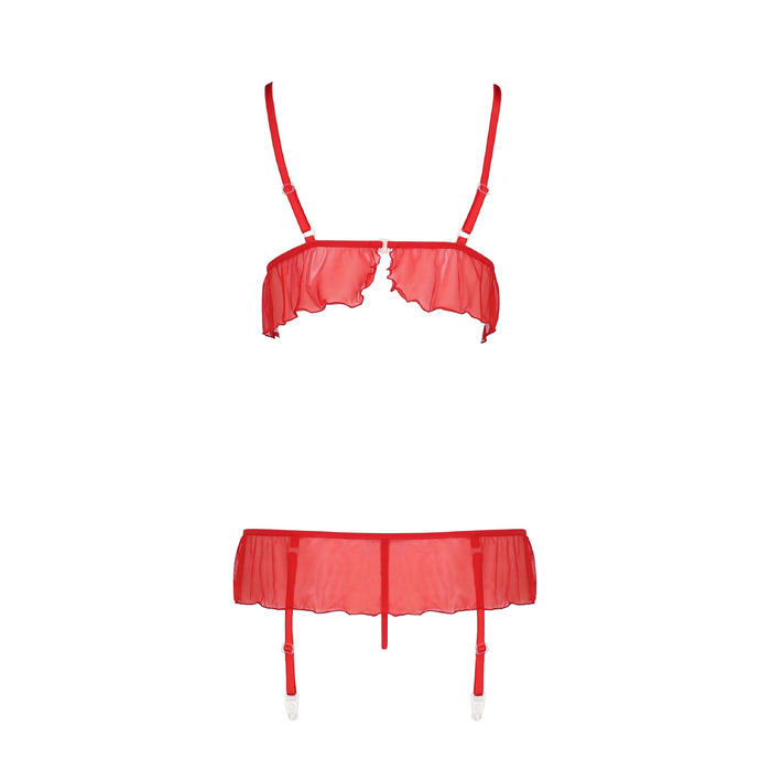 Комплект белья с поясом для чулок FABIANA SET red S/M - Passion