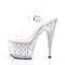 Босоножки Pleaser Stardust-708T, каблук 7 дюймов, ремешок на щиколотке шириной 2 3/4 дюйма, подошва с заклепками RS, прозрачный/серебристый