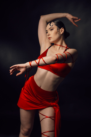 SKINN top Red silk_ червоний біфлекс шовк