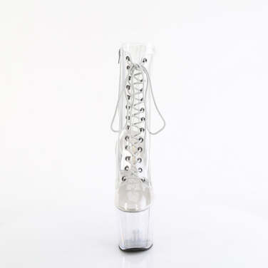 Ботинки Craze-1040C *8 дюймов, без каблука, 3 дюйма, с PF-застежкой на шнуровке спереди, прозрачные