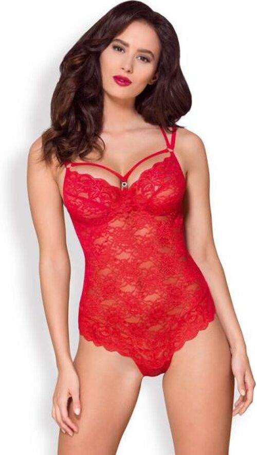 Боди красный Obsessive 860-TED-3 teddy red L/XL