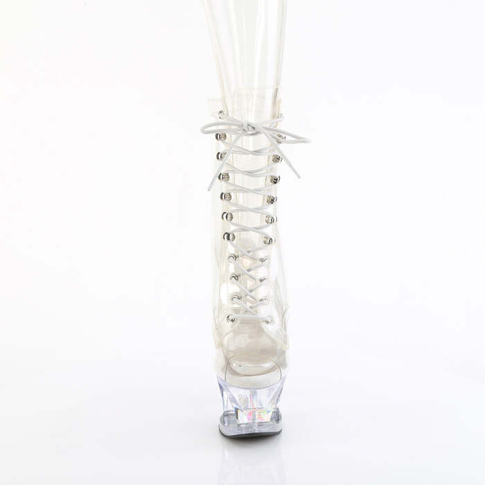 Ботинки Moon-1021C-DIA *7 дюймов, каблук, вырез 2 3/4 дюйма, шнуровка, боковая молния, прозрачные