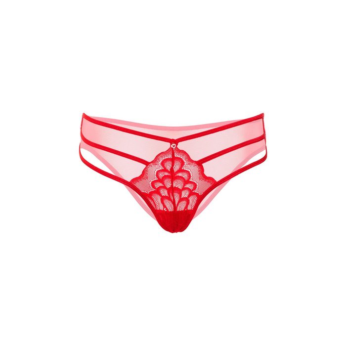 Трусики кружевные Daring Intimates с декоративными ремешками, красные
