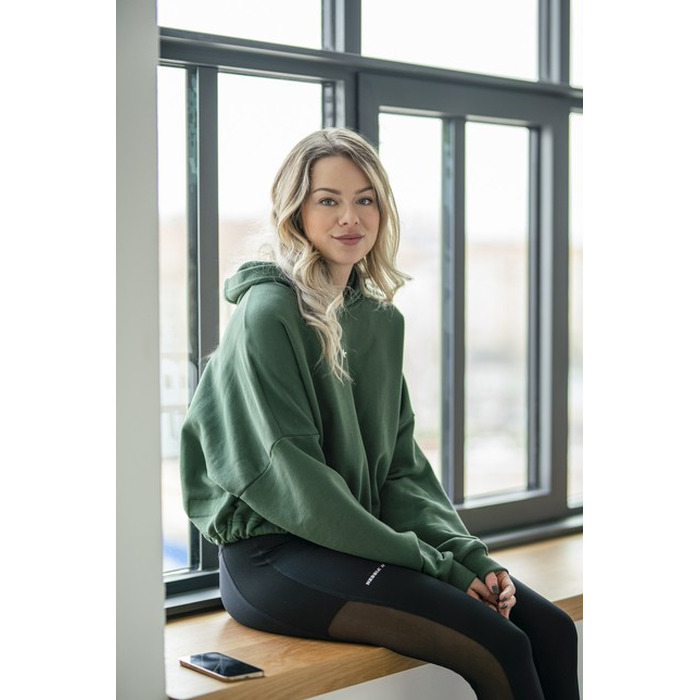 ХУДІ LOOSE FIT CROP HOODIE ICONIC DARK GREEN 421