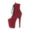 Ботинки Pleaser Flamingo-1020FS. Каблук 8 дюймов, 4-дюймовые PF-ботинки со шнуровкой, молния сбоку, бордовый цвет.