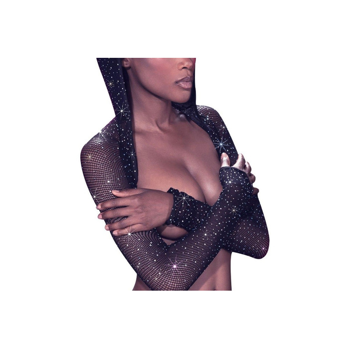 Болеро у сіточку з капюшоном CalExotics Hooded Shoulder Shrug, зі стразами, чорний