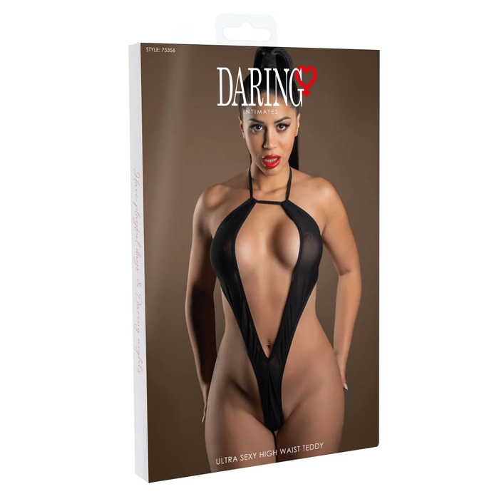 Боди в мелкую сетку с завышенной талией Daring Intimates, черный