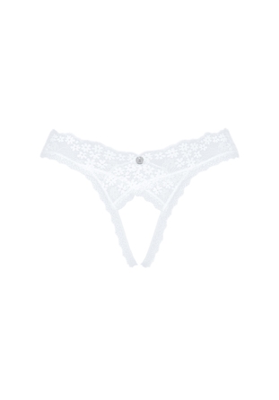 Трусики білі Obsessive eavenlly crotchless thong XS/S