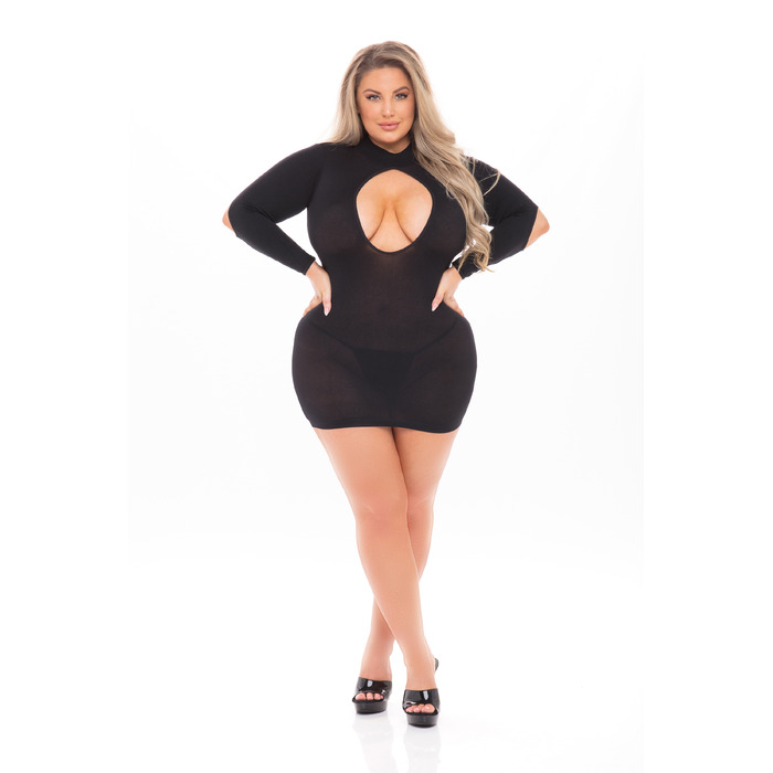 Платье Pink Lipstick Lingerie с открытой спиной и глубоким декольте, черное, PLUS SIZE