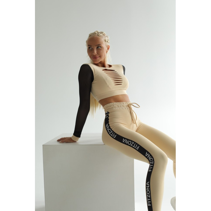 ЛЕГІНСИ BEIGE LEGGINGS WITH CUSTOM ELASTIC
