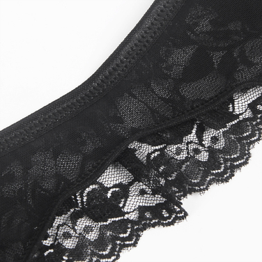 Пояс кружевной с подвязками для чулок Star Night с трусиками, черный, XS-S