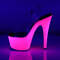 Босоніжки Pleaser Adore-708UV на підборах 7 дюймів, з ремінцем на щиколотці 2 3/4 дюйма з неоновою підошвою, прозорі/рожеві