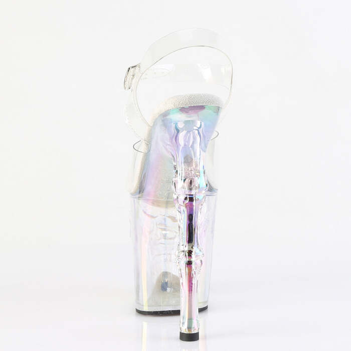 Босоножки Rapture-808HT, каблук 8 дюймов, косточка, тонированный череп, ремешок на щиколотке 4 дюйма, прозрачный/голографический оттенок