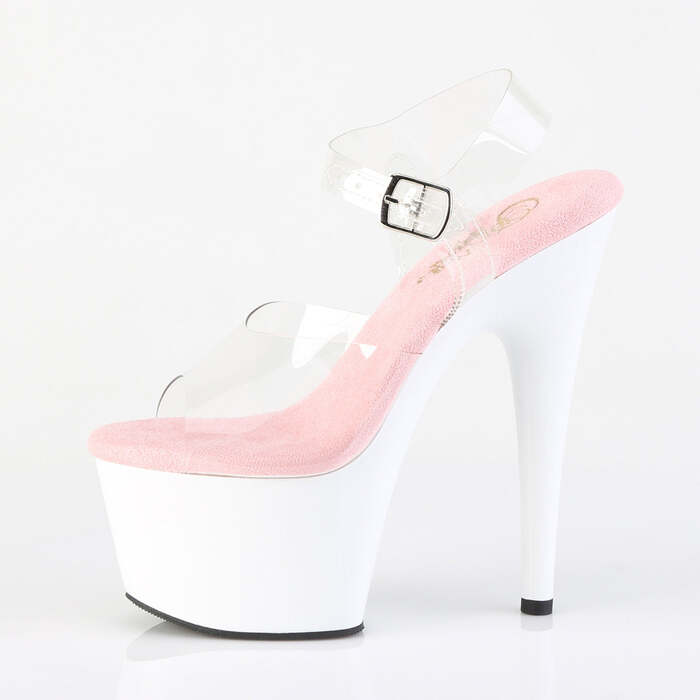 Босоніжки Adore-708 на підборах 7 дюймів, босоніжки з ремінцем на щиколотці 2 3/4 дюйма, рожеві/білі