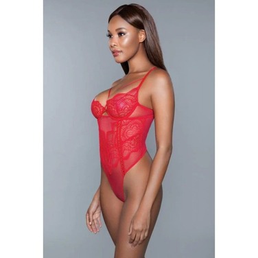 Боди Brenda кружевное, с косточками, красное, S