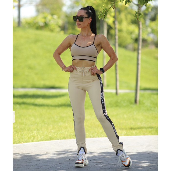 Штани BEIGE PANTS WITH SIDE BANDS