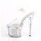 Босоніжки Pleaser Discolite-708FLP на підборах 7 дюймів, ремінець на щиколотці 3 дюйми з підсвічуванням LED, прозорий/сріблястий хром