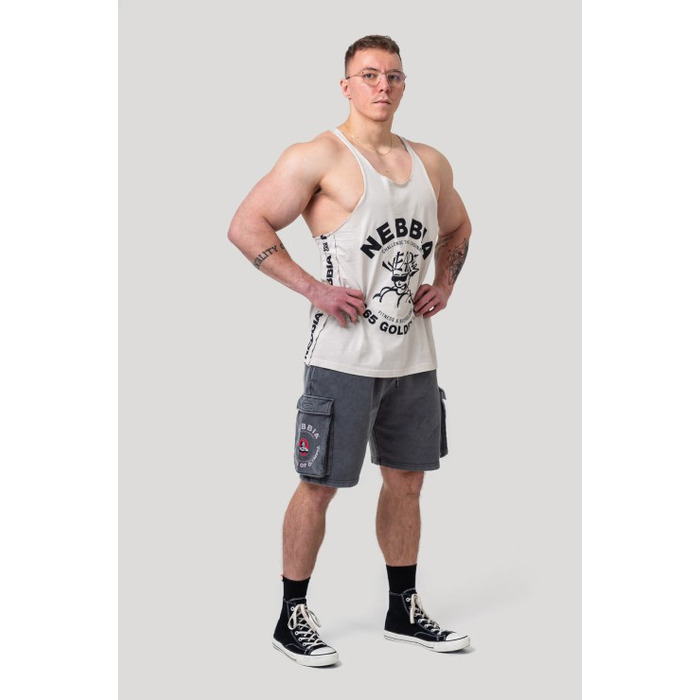 Майка Nebbia Washed Muscle Back Stringer GOLDEN AGE Light Grey 791