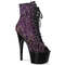 Ботинки Pleaser Adore-1021OMBG *Каблук 7 дюймов, PF 6,5 см, открытый носок, шнуровка, боковая молния, фиолетово-черный