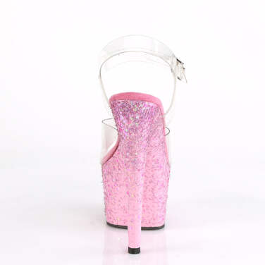 Босоніжки Adore-708CF *7 дюймів на підборах, 2 3/4 дюйма з ремінцем на щиколотці, прозорі/рожеві