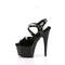 Босоніжки Pleaser Adore-724 на підборах 7 дюймів, з відкритим носком 2 3/4 дюйма та перехресними ремінцями, чорні