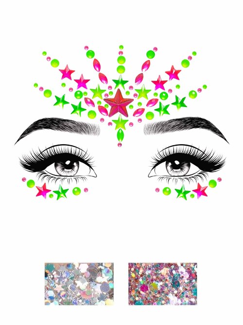 Наклейка с драгоценностями Leg AvenueVibe Neon Face jewels sticker O/S