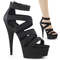Босоножки Pleaser Delight-659, каблук 15 см, двойная пряжка крест-накрест 3,5 см, молния сзади, черная искусственная кожа/черный