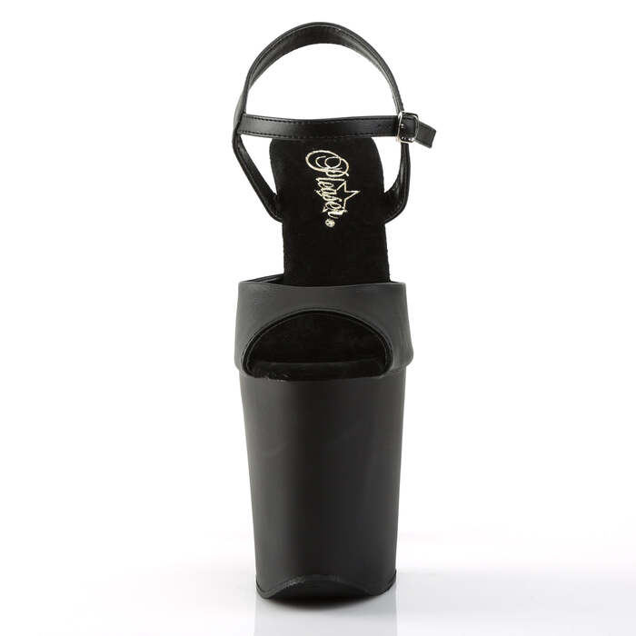 Босоніжки Xtreme-809 *8 дюймів на підборах, 4 дюйми PF босоніжки, чорні, з веганської шкіри/чорні