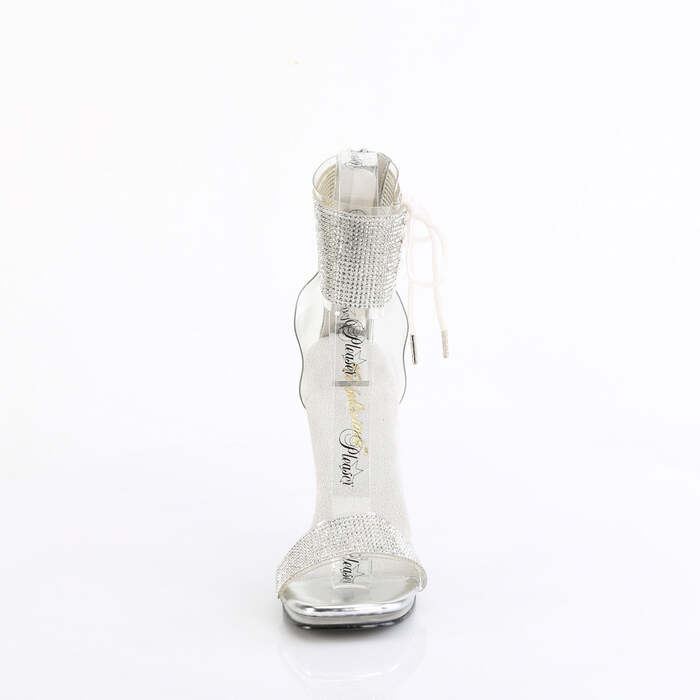 Босоножки Chic-47, каблук 4 1/2 дюйма, манжета на щиколотке 1/4 дюйма, с ремешком на застёжке, молния сзади, прозрачный/серебристый