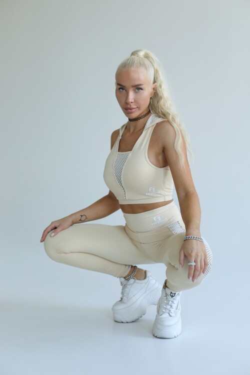 Спортивный топ Fitzona Beige с поддержкой для йоги и фитнеса