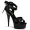 Босоніжки Pleaser Delight-668 на підборах 6 дюймів, з перехресними ремінцями 1 3/4 дюйма з закритою спинкою, чорні атласні/чорні