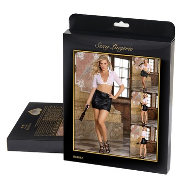 Костюм секретарки Star Night сорочка та спідниця, чорно-білий, XS-S