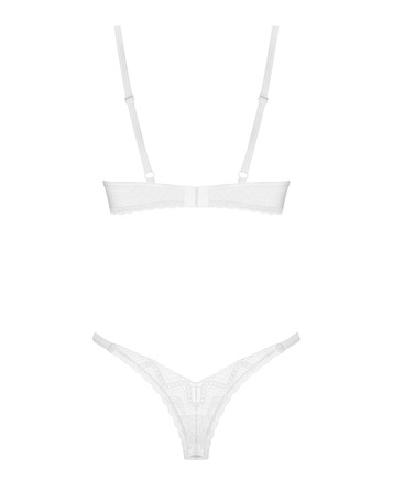 Комплект нижнего белья Obsessive Alissium из белого кружева, XS/S