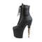 Ботинки Pleaser Bondgirl-1020PK *7 1/2 дюйма, каблук пистолетного типа, 3 1/2 дюйма, шнуровка, боковая молния, чёрная искусственная кожа/чёрный