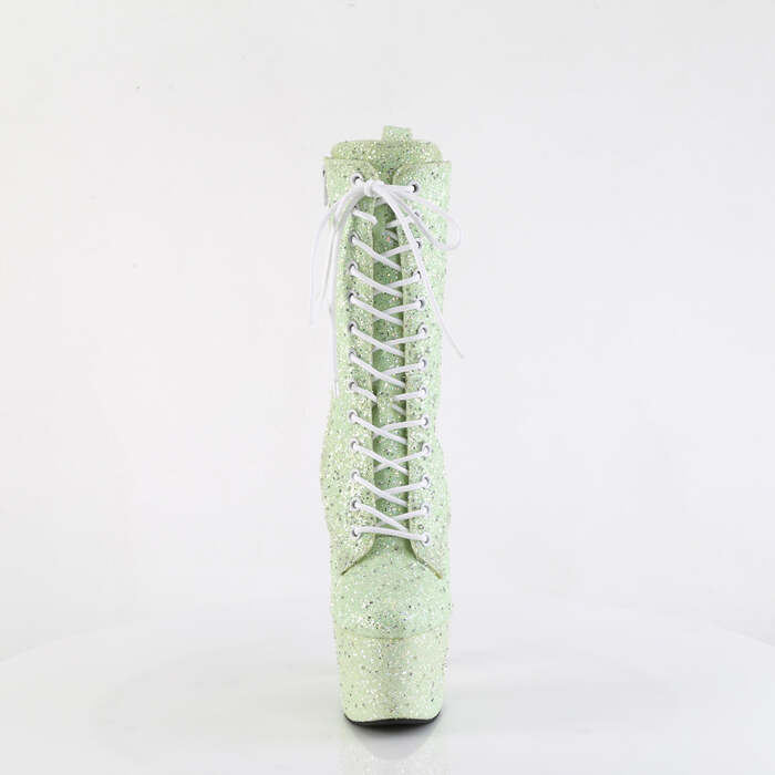 Ботинки Adore-1040GR *7 дюймов, каблук, 2 3/4 дюйма, шнуровка спереди, боковая молния, зелёные