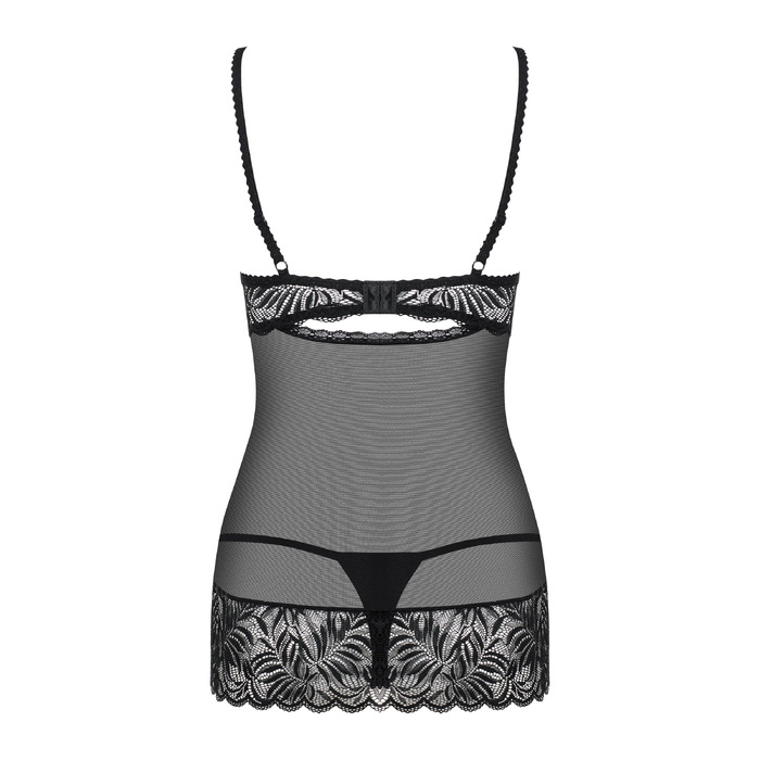 Бебідол з ажурним ліфом і шнурівкою Obsessive Contica чорний, S/M