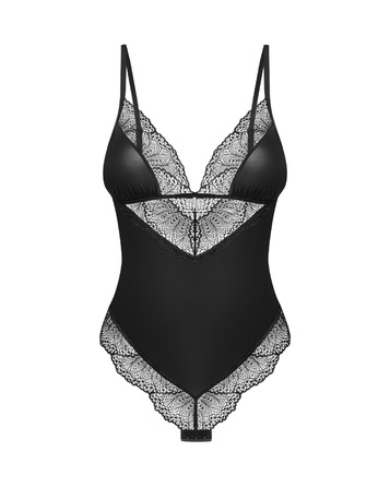 Боді Obsessive Lobellis мереживне, чорне, XS-S