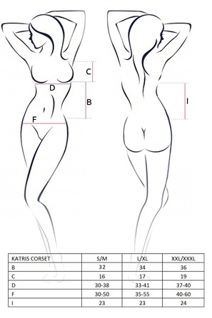 Корсет со стрингами KATRISS CORSET black S/M - Passion